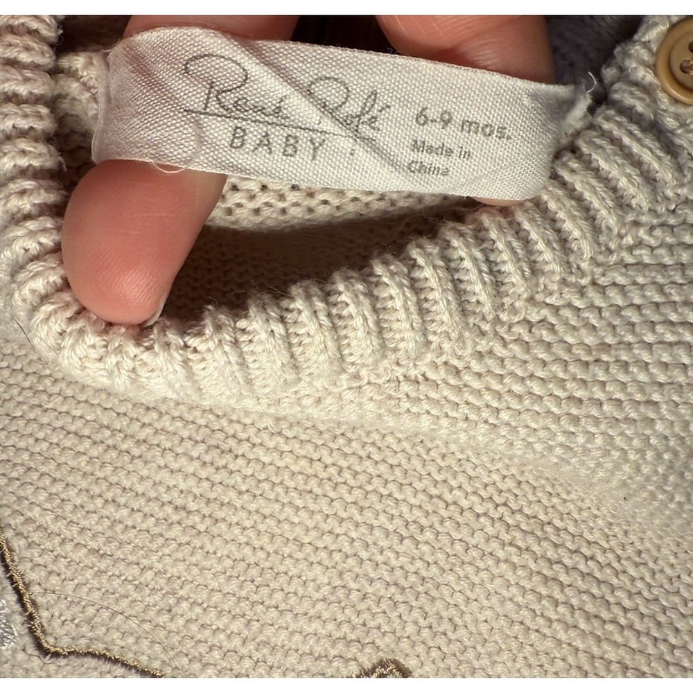 Rene Rofe Fox Knit Sweater Baby 6-9 Months Beige Woodland Forest Earthy Neutral - Picture 5 of 8